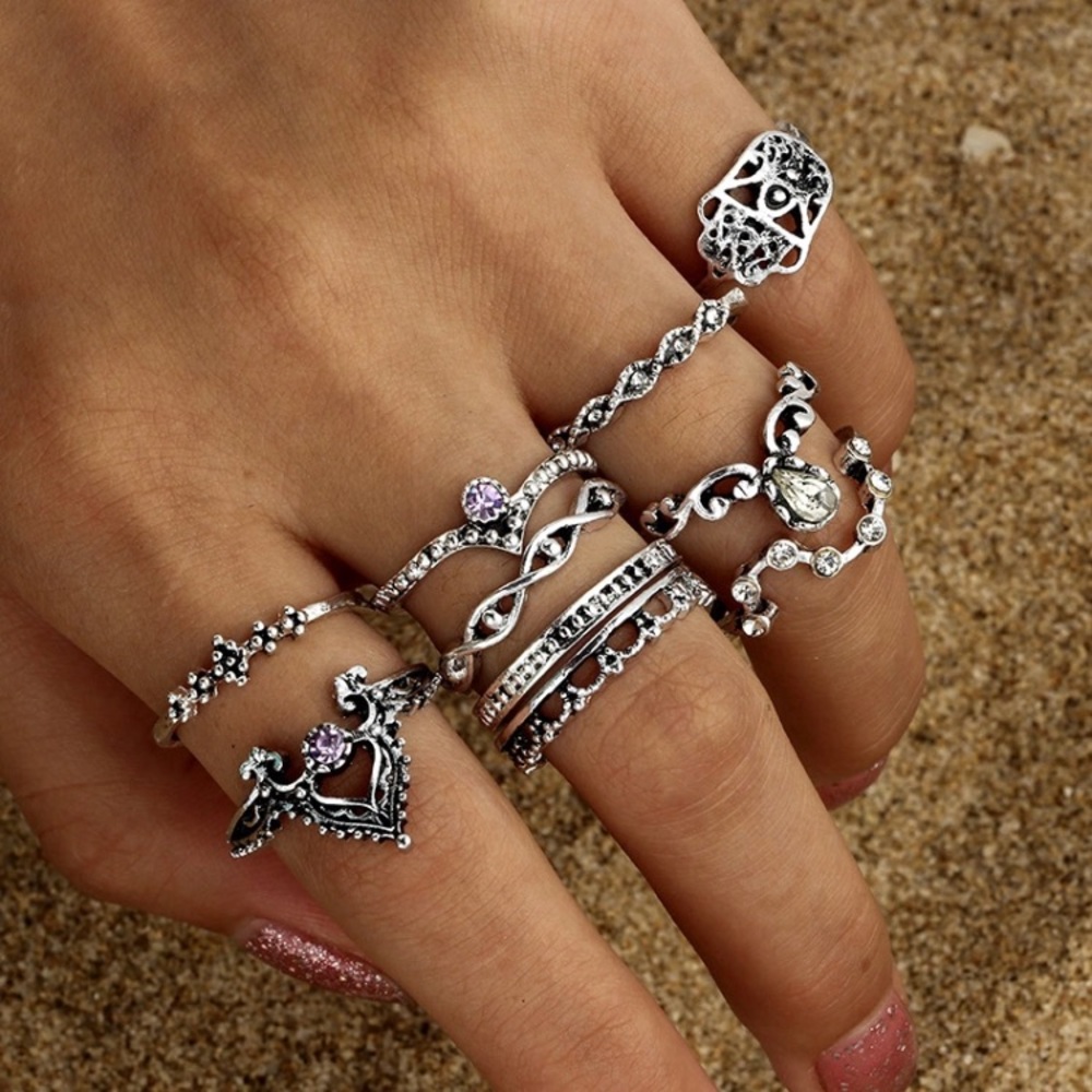 ✯ Tibetan Bohemian Rings Set - Picture 4 of 8